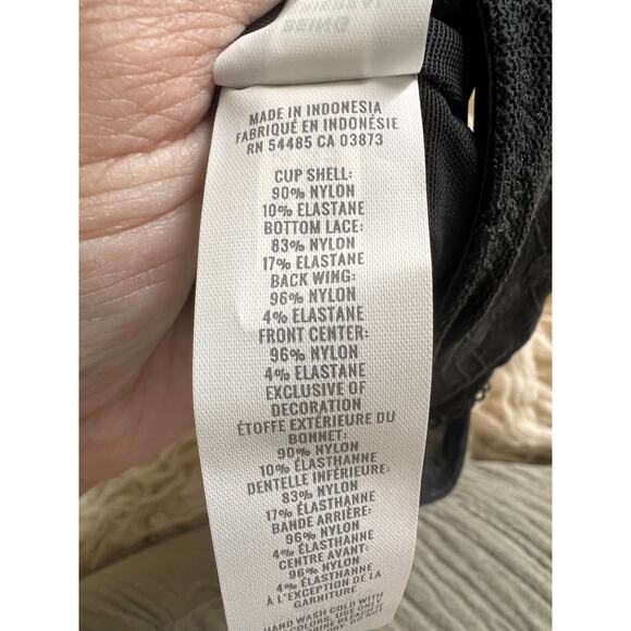 Aerie Black Lace Bralette M Adjustable Straps Lined Wireless NWT $34.95 - Picture 7 of 8